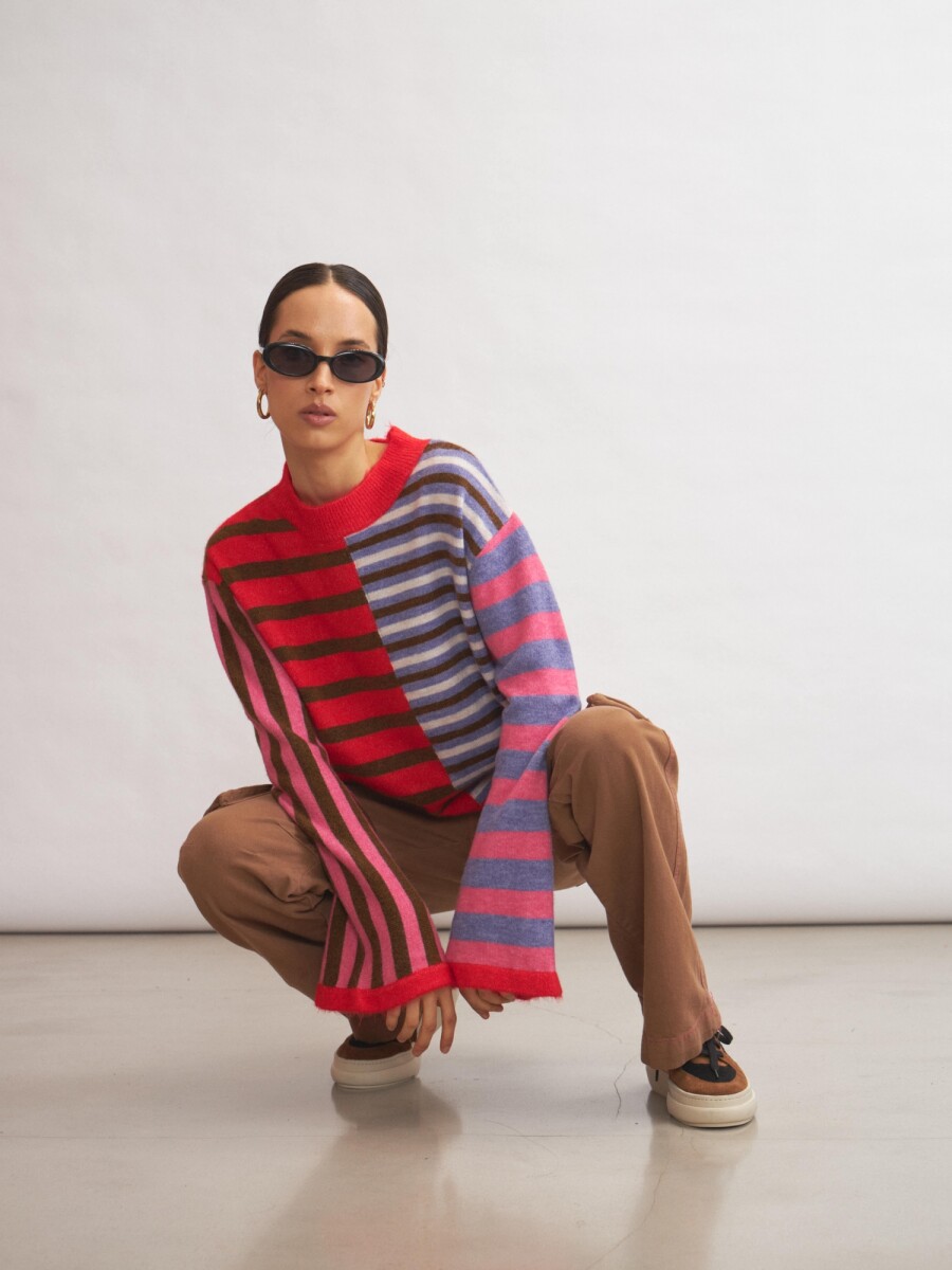 Sweater Stripes - Marrón, Rojo, Lila 