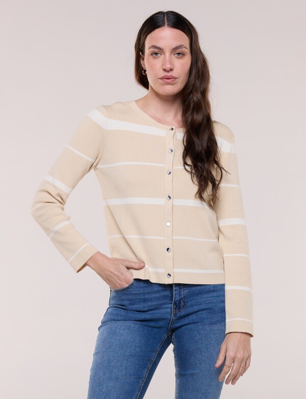 Cardigan Tejido Con Botones BEIGE