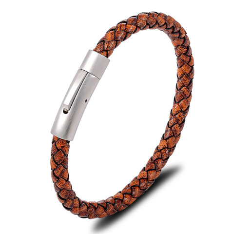 Pulsera de cuero marrón claro Pulsera De Cuero Marrón Claro
