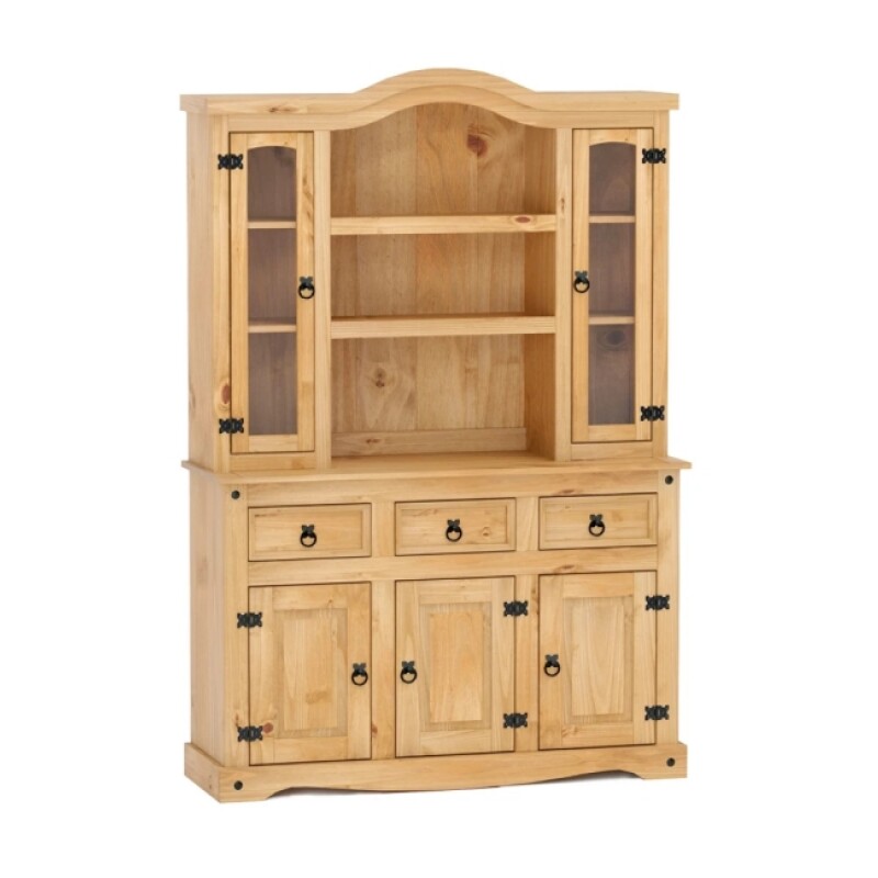Cristalero Con Alzada Rustico 5 Puertas 3 Cajones Miel Cristalero Con Alzada Rustico 5 Puertas 3 Cajones Miel