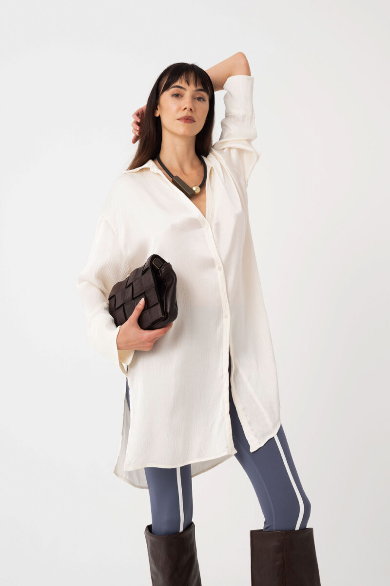 CAMISA LARGA TEJIDO ARRUGADO Crudo