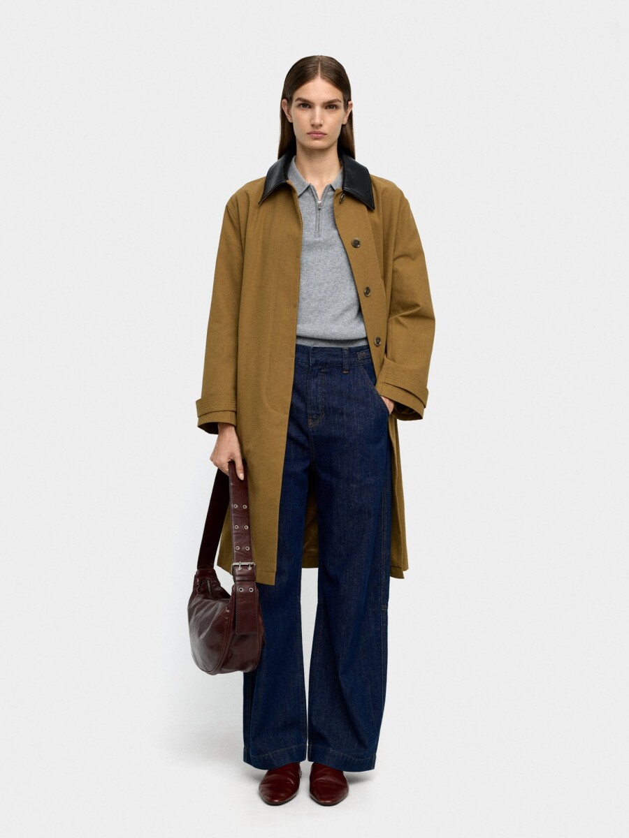 Trench De Algodón Cuello En Contraste camel