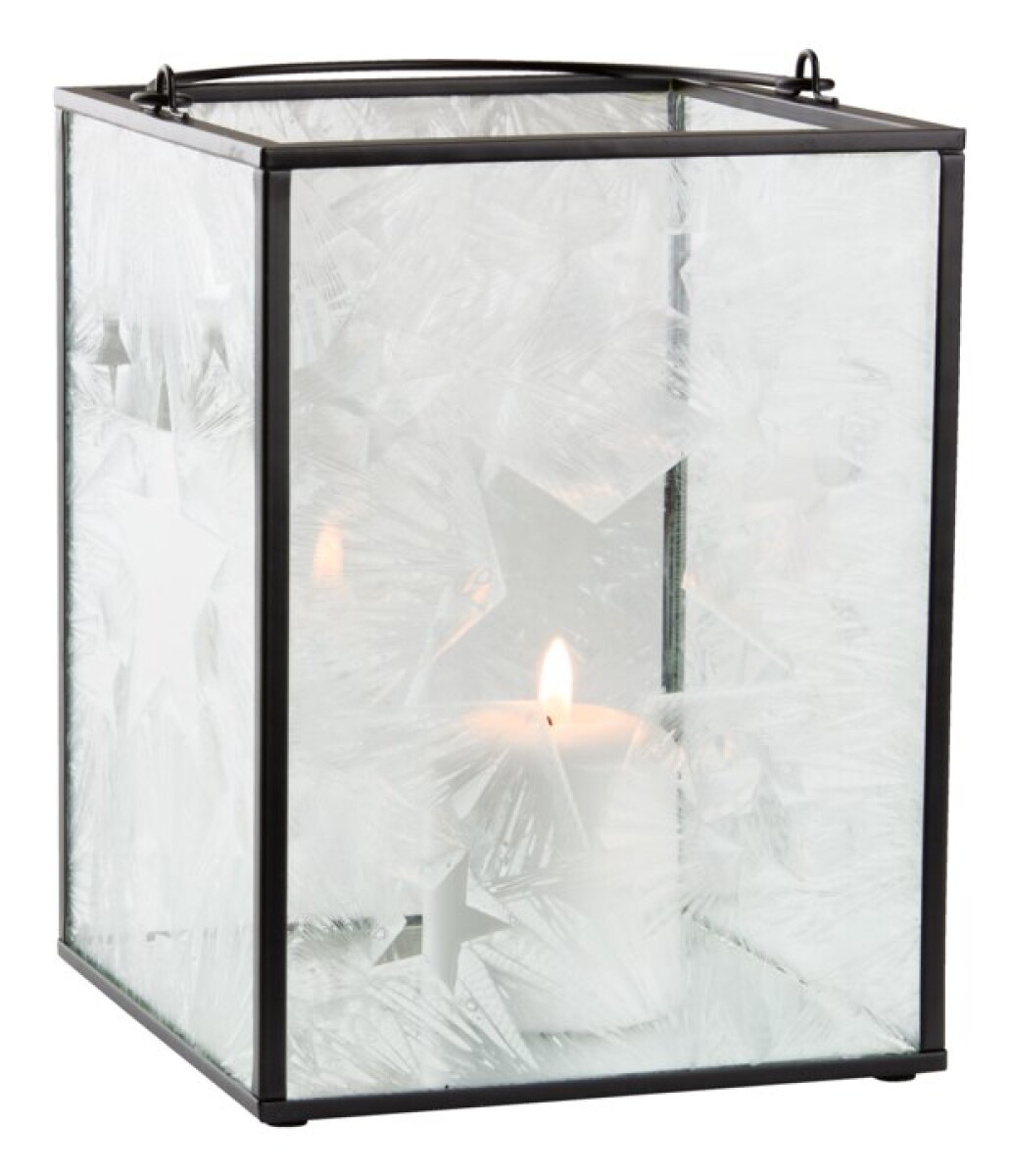 Farol navideño OLIVIN 13x13x18 cm negro 