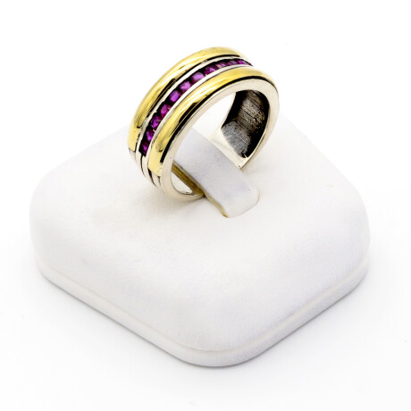 Anillo de plata 925, double en oro 18 ktes y circonias. Anillo de plata 925, double en oro 18 ktes y circonias.