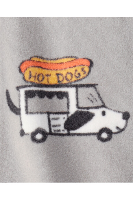 Pijama una pieza de micropolar, con pie, diseño camiones de comida Pijama una pieza de micropolar, con pie, diseño camiones de comida