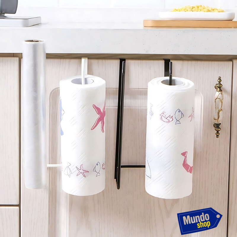 Porta Rollo Papel Toalla De Cocina Soporte Doble Blanco