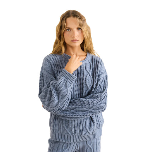 Buzo Rhythm Stanley Cable Knit - Azul Buzo Rhythm Stanley Cable Knit - Azul