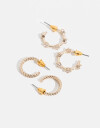 Aros Argollas Set Strass Set De Argollas Con Cubic Zirconia - Dorado