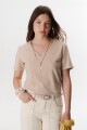 REMERA V DOBLE BEIGE