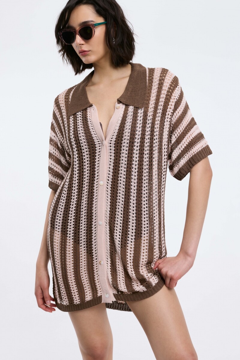 Camisa Aitana - Marrón/Rosa 