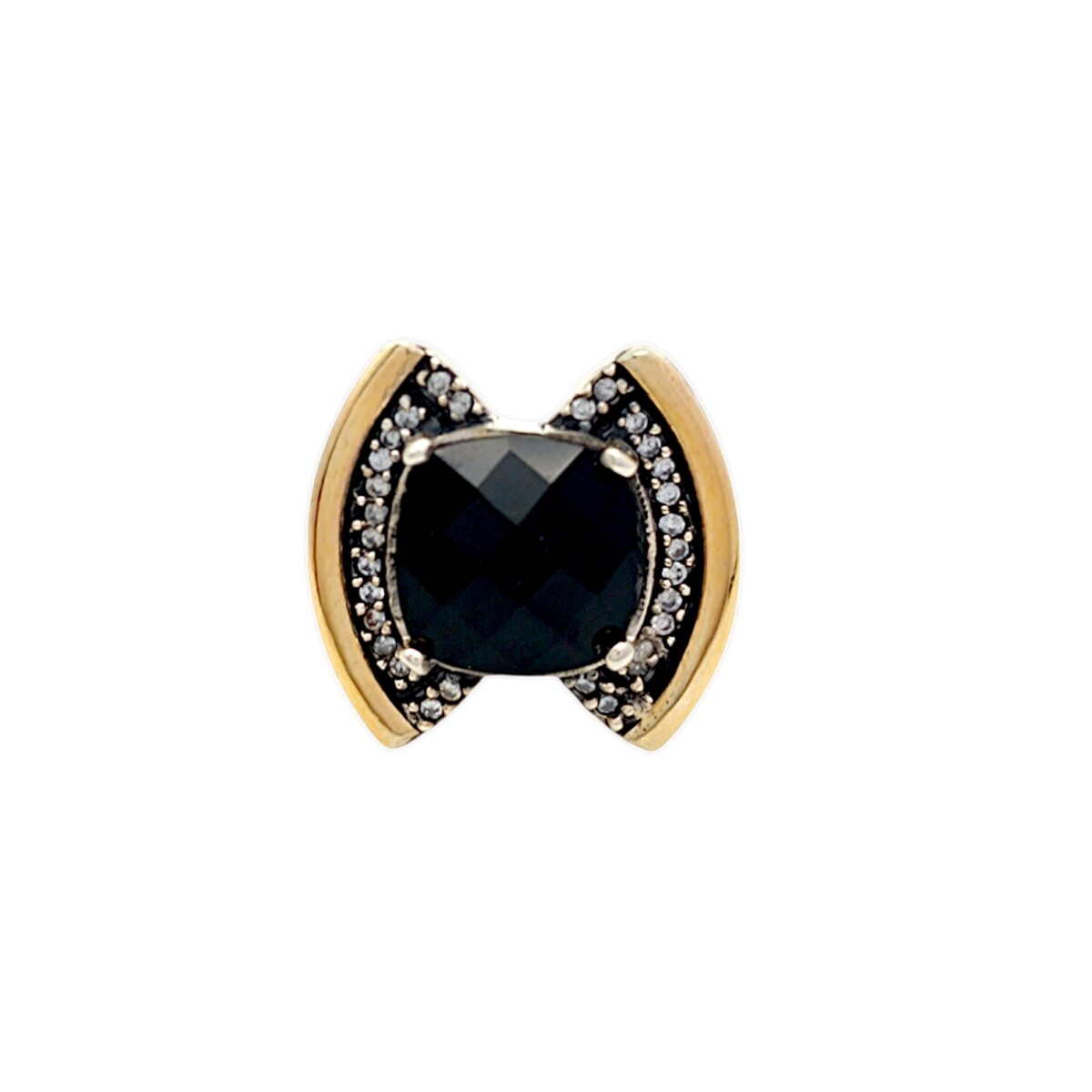 Anillo Ónix facetado-Plata y oro-Piedra Ónix-AN5928 - conpiedra 