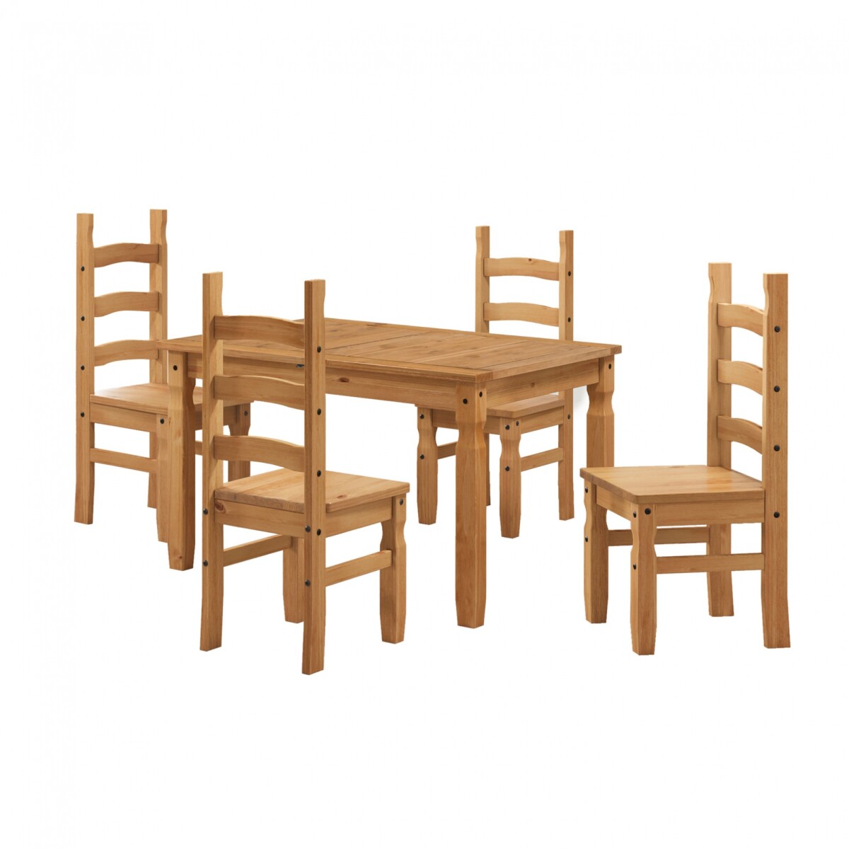 Mesa de comedor Extensible 4 Sillas - Madera maciza 120 a 160 cm - Natural 