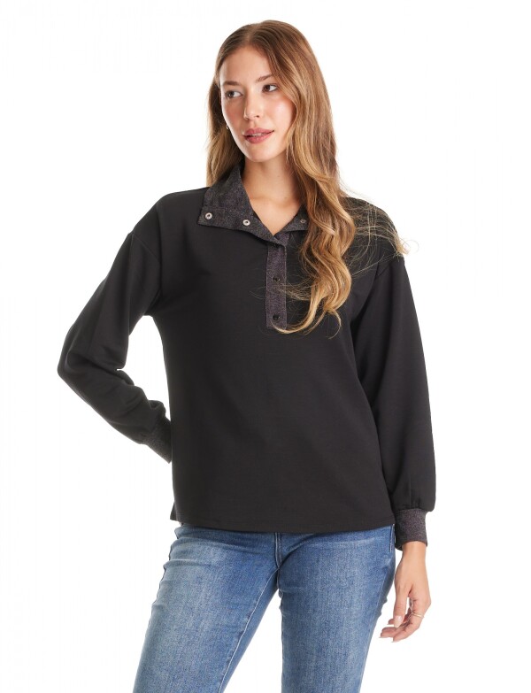 Buzo Esc V Btns NEGRO