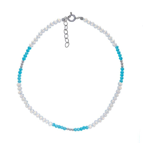 Tobillera De Acrílico Y Plata 925 Largo 22 Cm