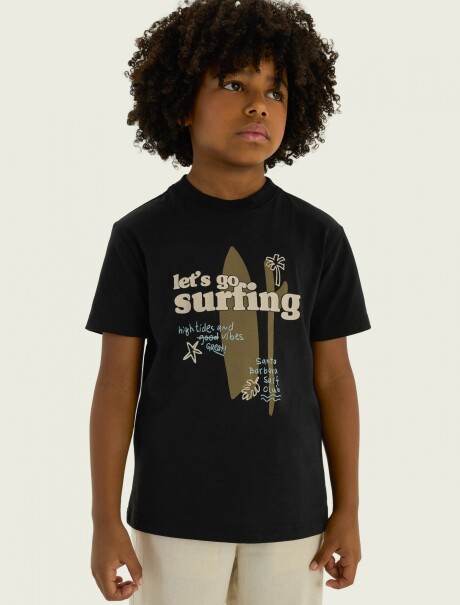 CAMISETA BÁSICA CON ESTAMPA NEGRO
