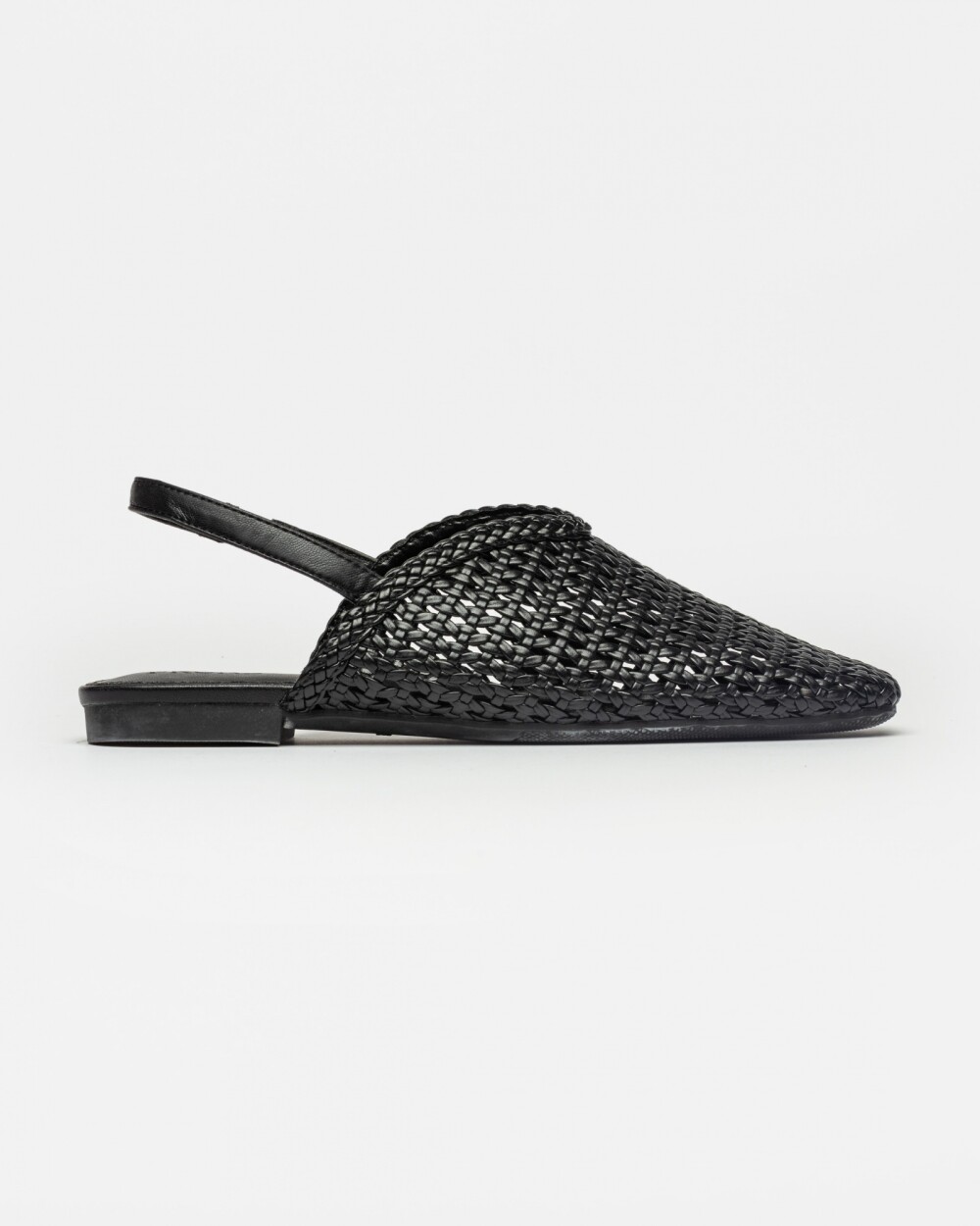 Mule Perla en efecto cuero liso Negro