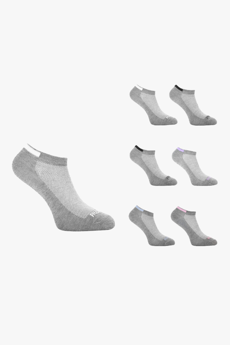 Pack x7 Medias sin caña con diseño para dama - Gris melange 