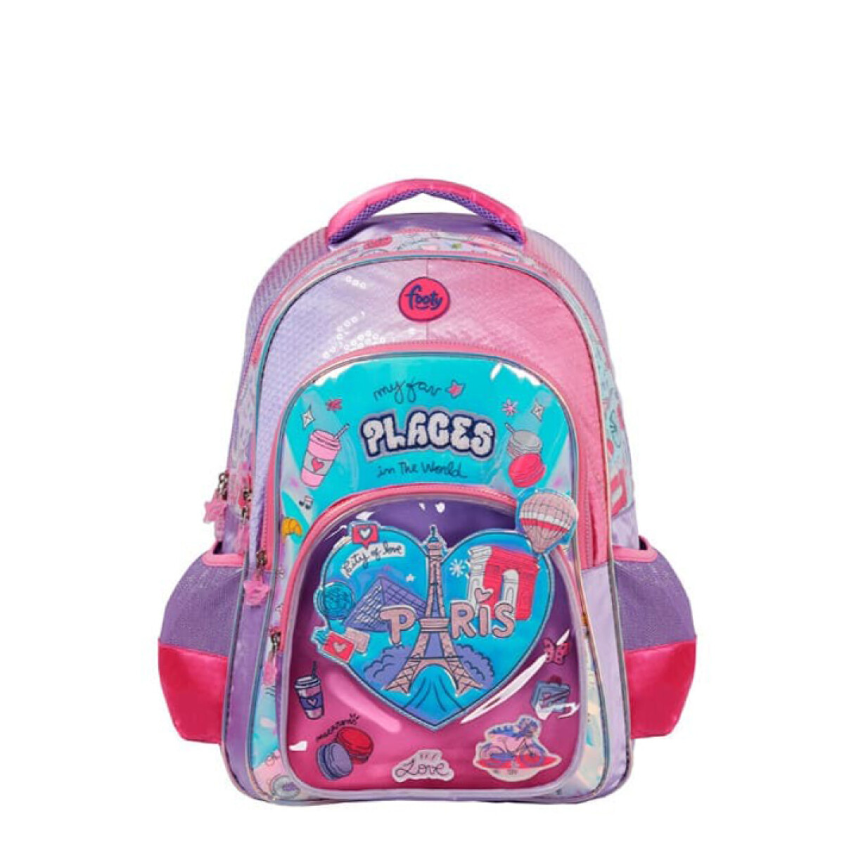 Mochila Footy PLACES 18" con Luz Led - Lila - Rosa 