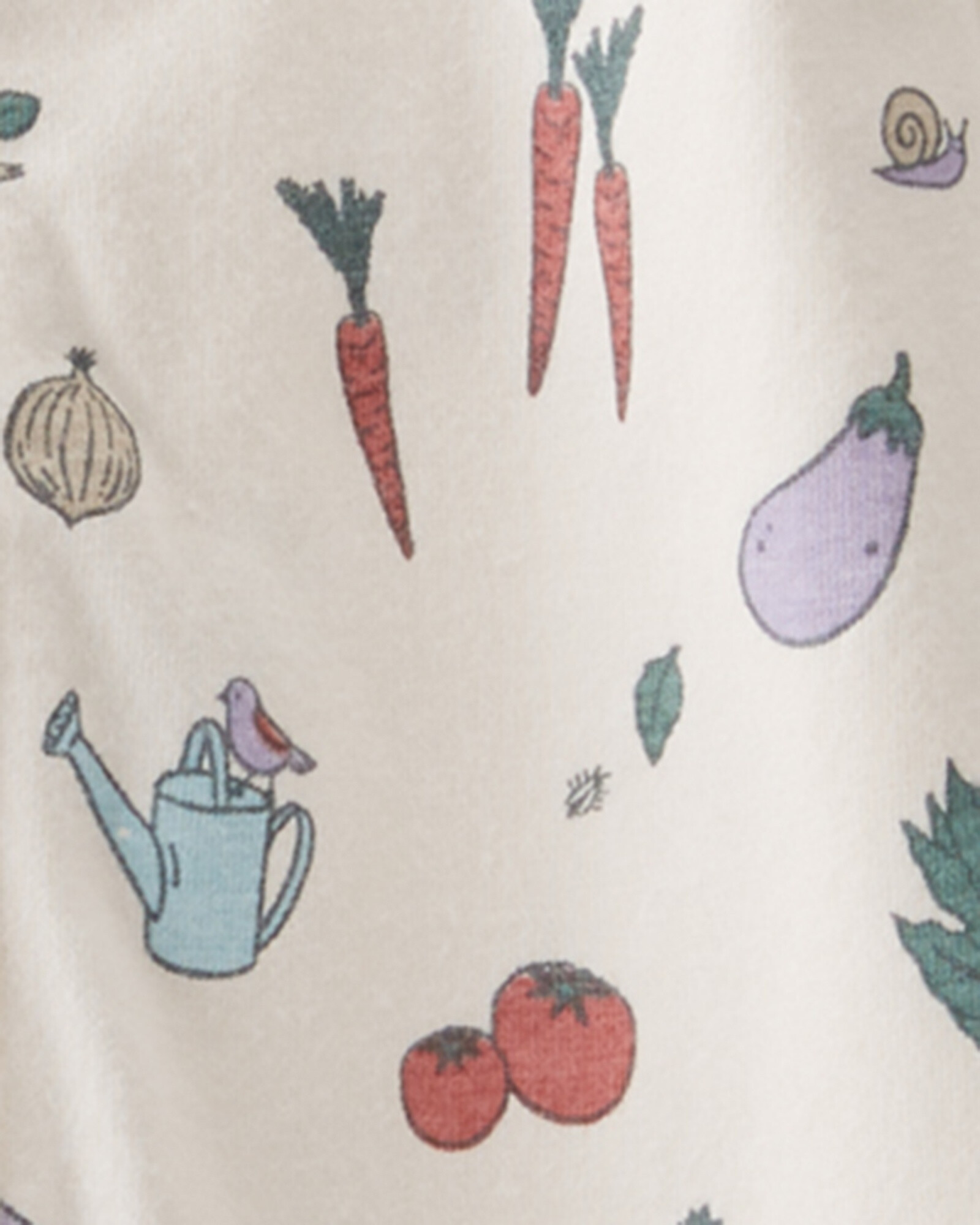 Pijama una pieza de algodón orgánico, con pie, diseño huerta Sin color