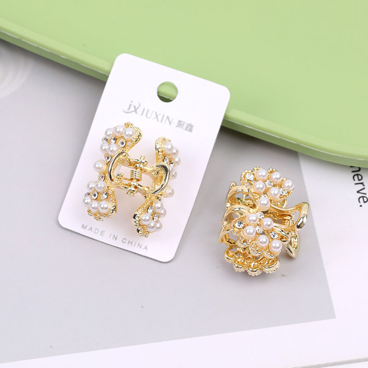 Pinzas beauty con brillantes y perlas para el cabello - Pinzas Beauty Con Brillantes Y Perlas Para El Cabello 