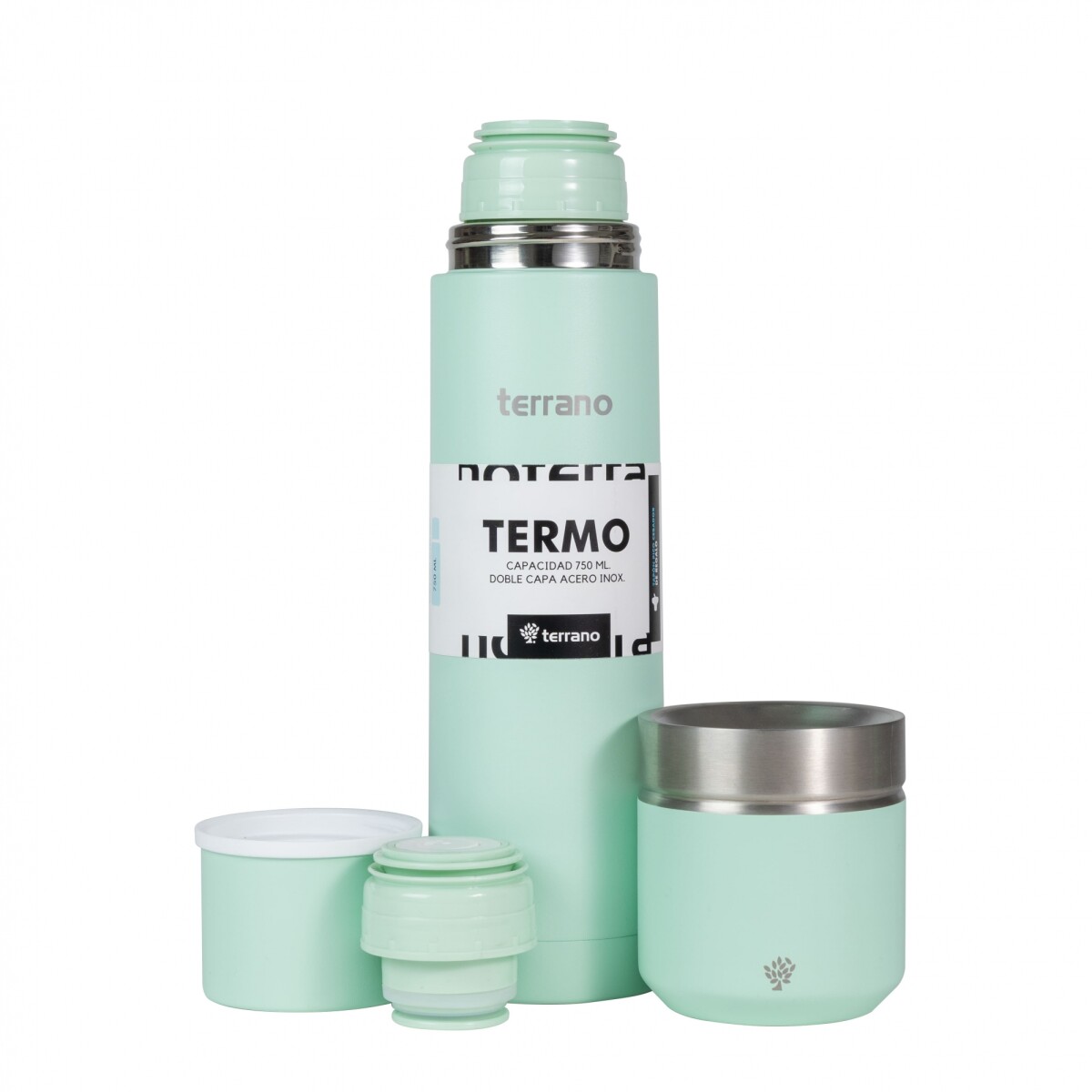Kit Termo Acero Bala 750mL + Mate Folkie - Verde Agua 
