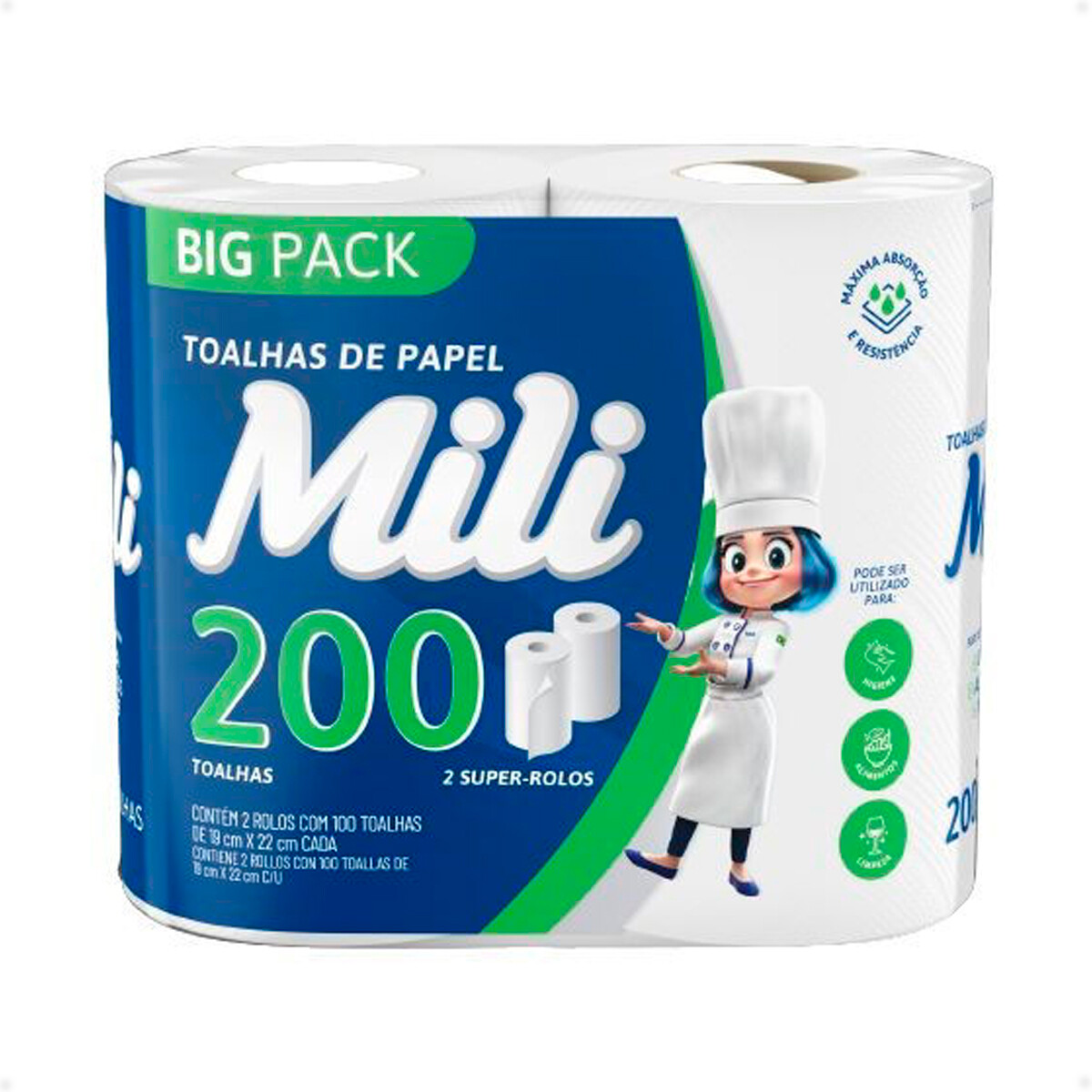 Papel Toalla Cocina Premium Mili 2 Rollos 100 Hojas - X1 