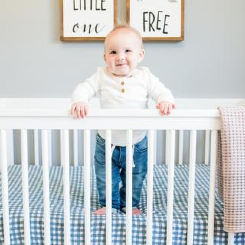 Sábana bajera de muselina 100% algodón Navy Gingham
