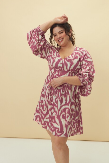 Vestido Sara Con estampa rosa