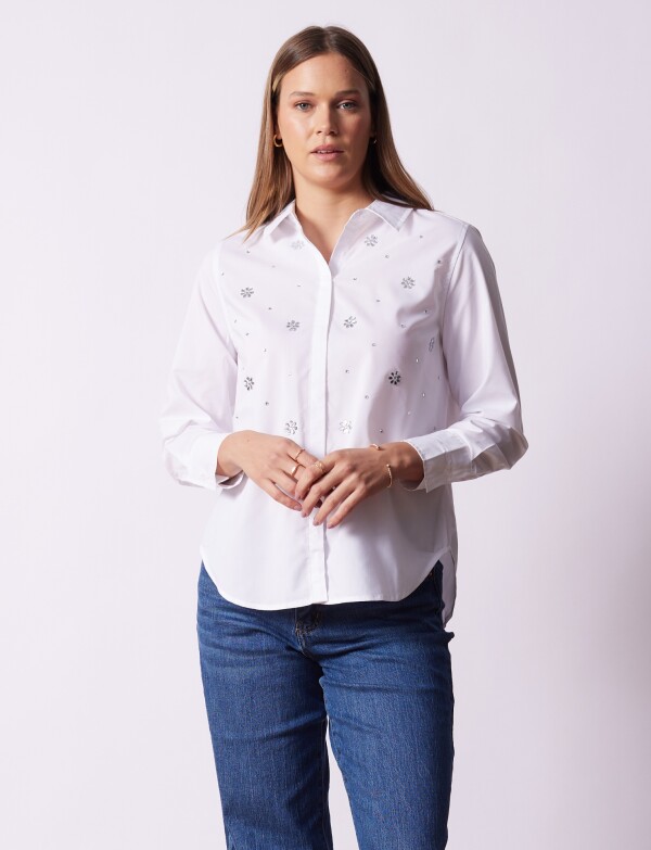 Camisa Aplique Brillo BLANCO
