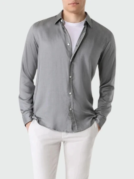 BOSS - Camisa slim fit de lyocell, S-ROAN-KENT 0
