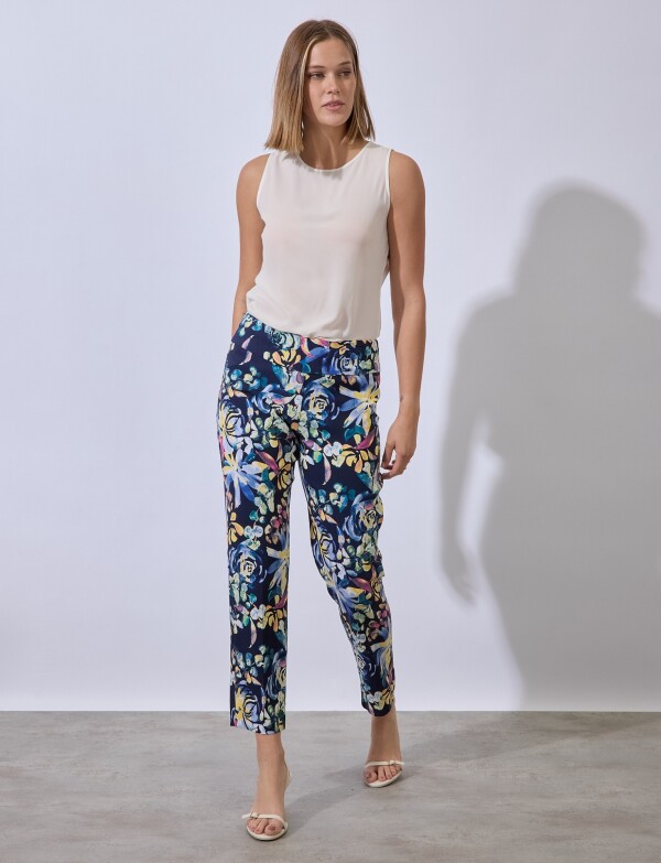 Pantalon Printed MULTI/AZUL