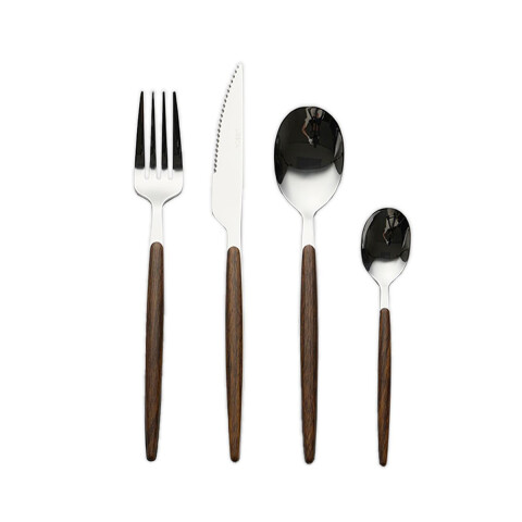 SET 24 PIEZAS CUBIERTOS MANGO MADERA "LISBOA" SET 24 PIEZAS CUBIERTOS MANGO MADERA "LISBOA"