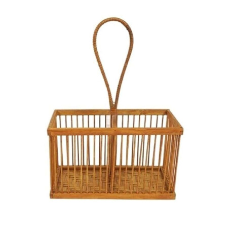 Organizador Rectangular C/Asa 20X10Xh12/27Cms Bambu