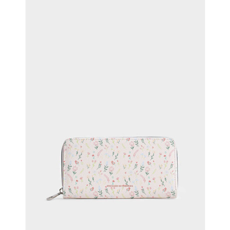 Billetera Fichero Negro Estampado Flores