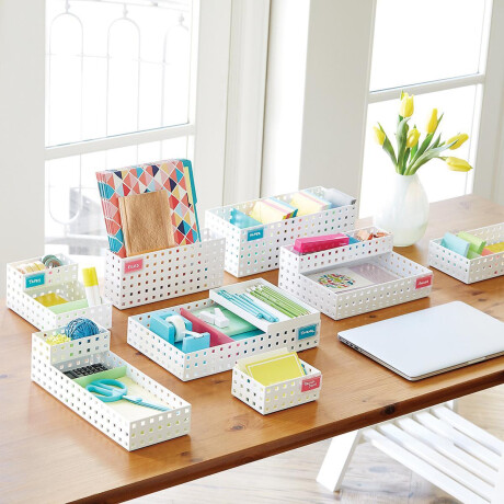 Contenedor organizador plastico 28x14x6cm Blanco