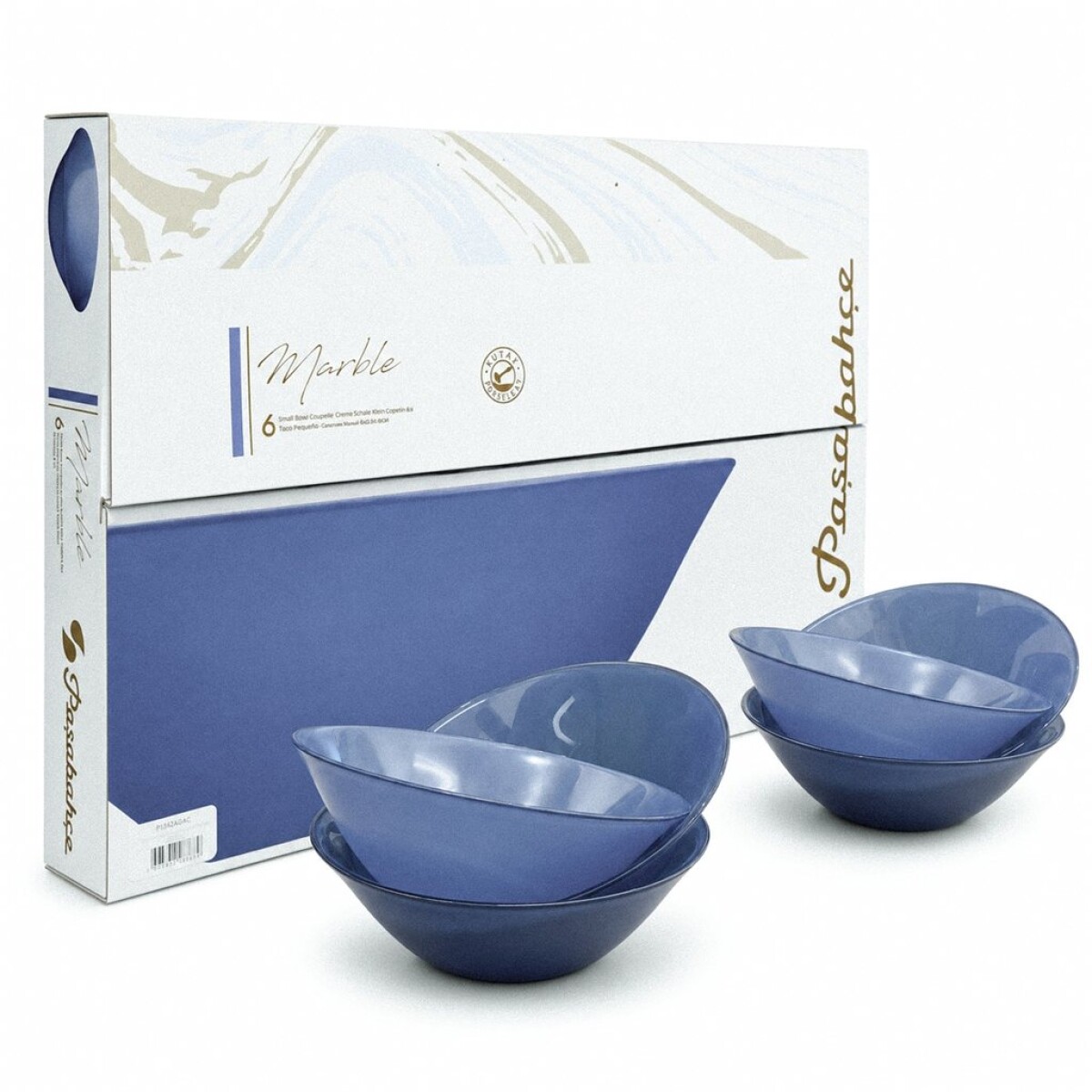 SET X6 BOWL D14CM/H14CM AZUL MARBLE PASABAHCE 