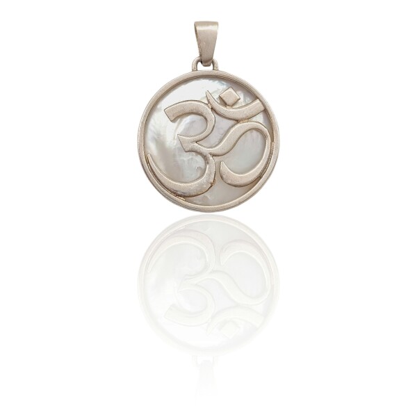 Dije Colgante Signo de Om-Plata 925-Nacar-CP4214 conpiedra