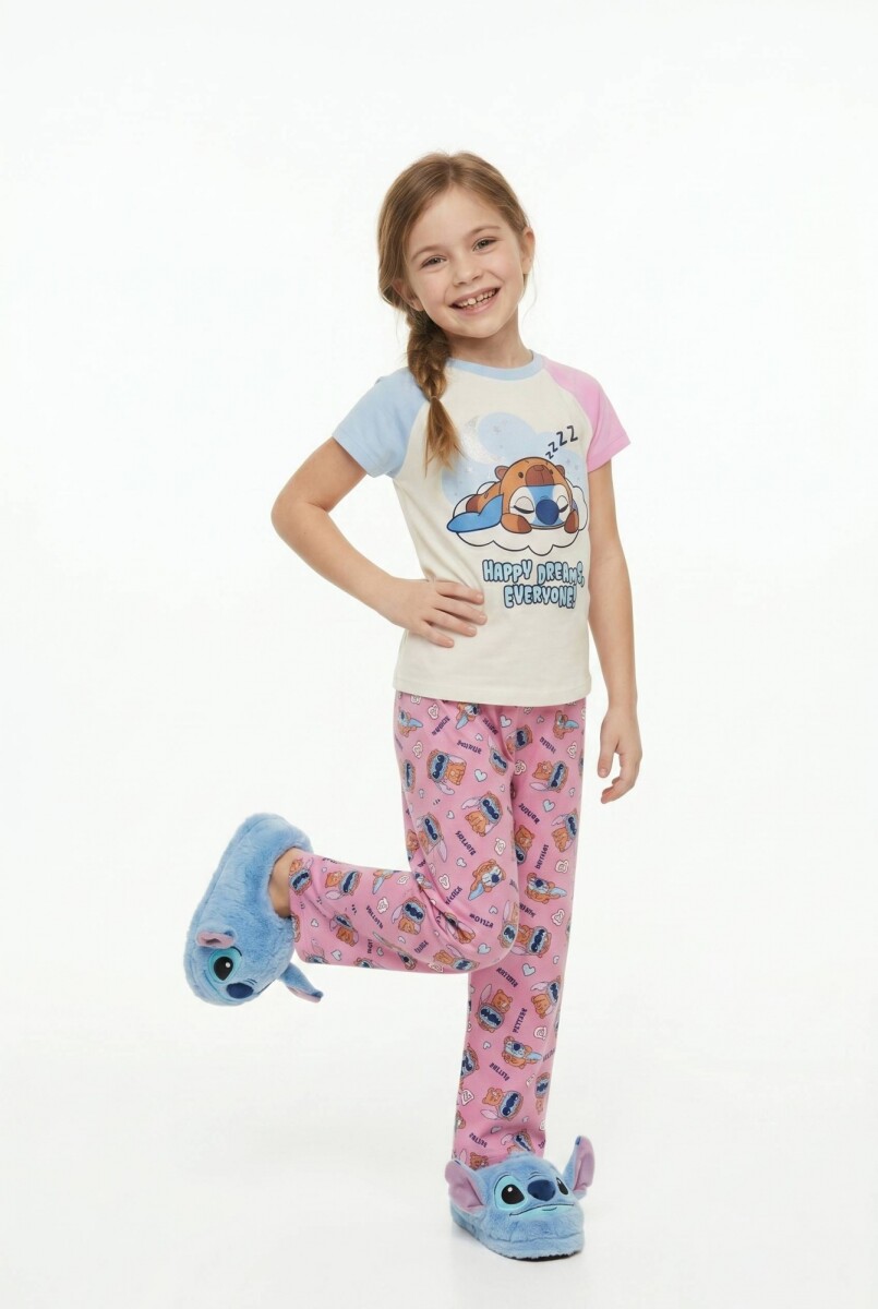 Pijama m/c largo niña LILO & STITCH - Rosa 