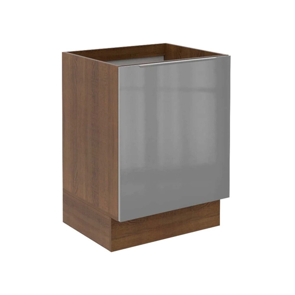 BAJO MESADA 60 CM MDP-Y-VIDRIO GRIS LUX