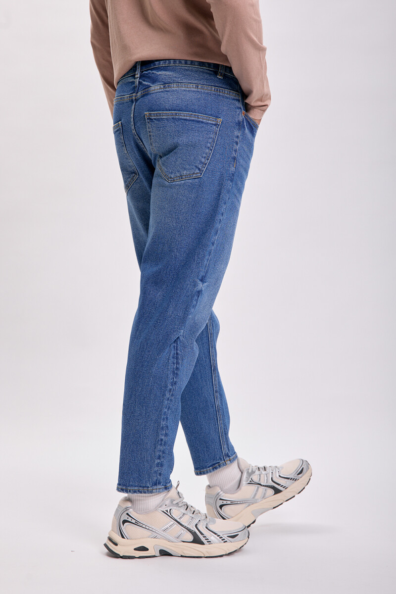 Pantalón jean slim taper Azul Medio