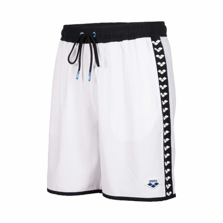 Bermuda Short Largo De baño Playa Deportivo Unisex Arena Icons Team Stripe Blanco