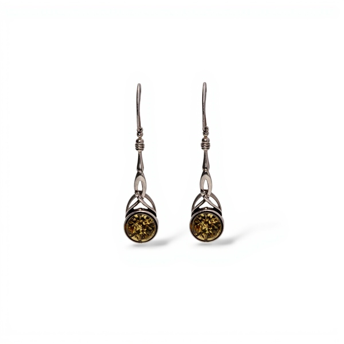 Caravanas pendientes Triangulo tribal - Plata 925 - Ámbar báltico -CA3931 - conpiedra 