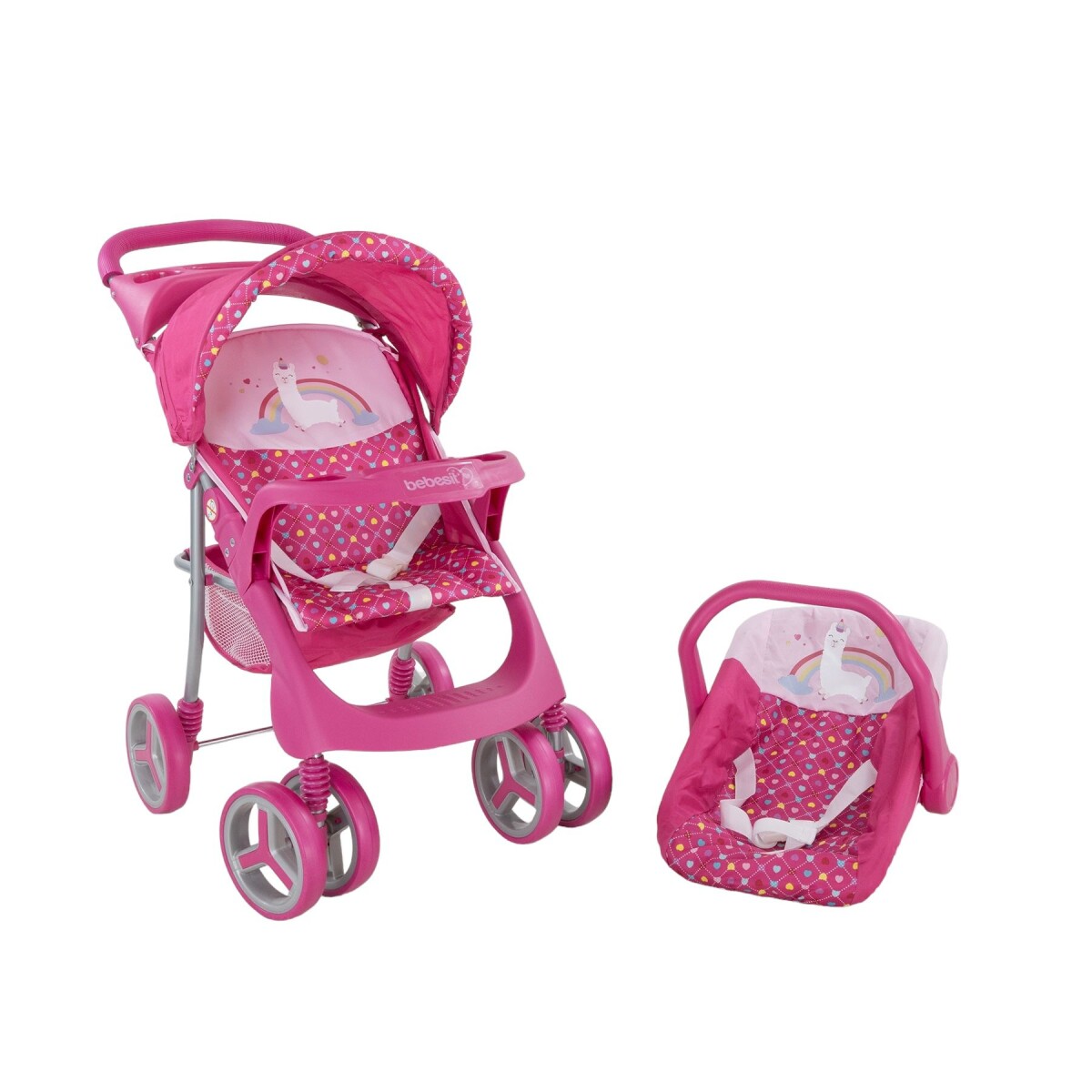 Coche de Muñecas 2 Pz UNICORNIO Rosa 