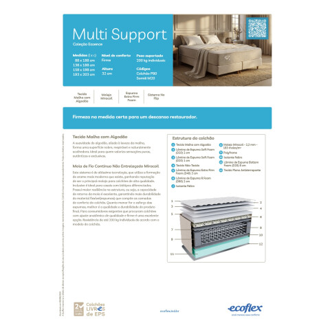 ECOFLEX- CONJUNTO SOMMIER MULTI SUPPORT 158X198X32 ECOFLEX- CONJUNTO SOMMIER MULTI SUPPORT 158X198X32
