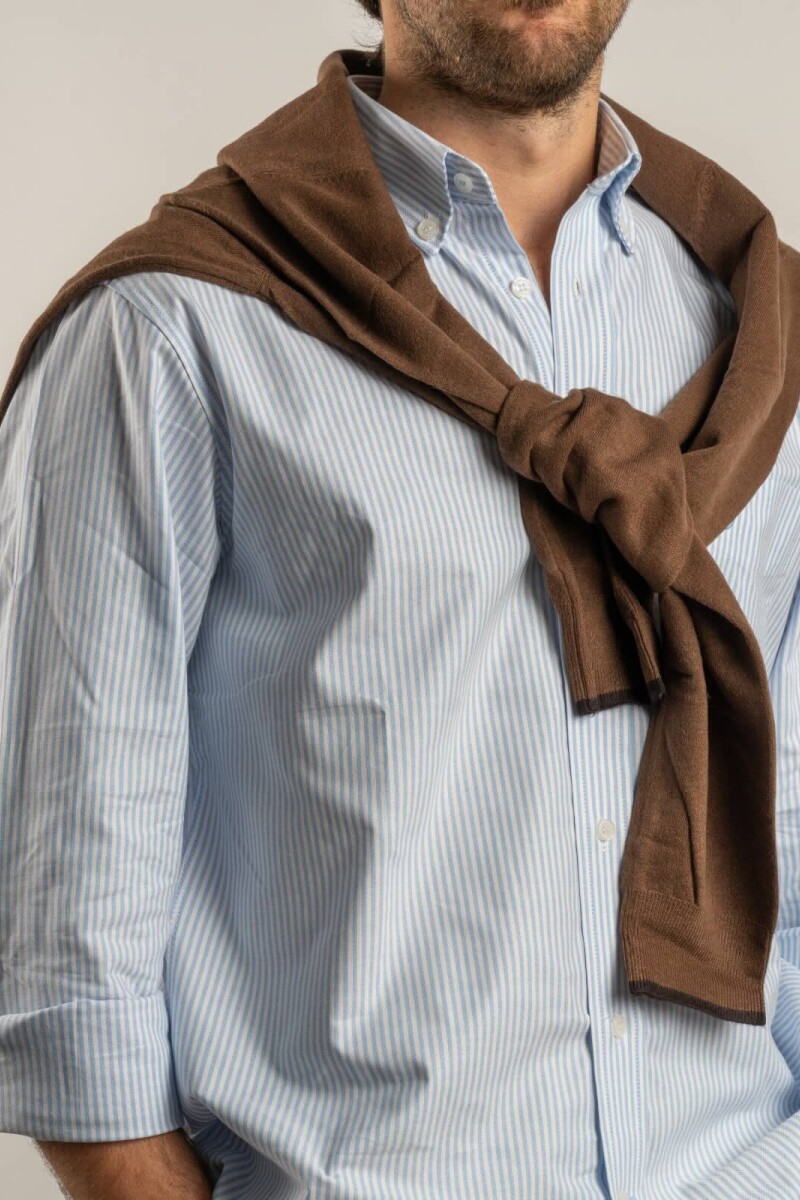 Camisa Oxford Rayada Brixton Azul