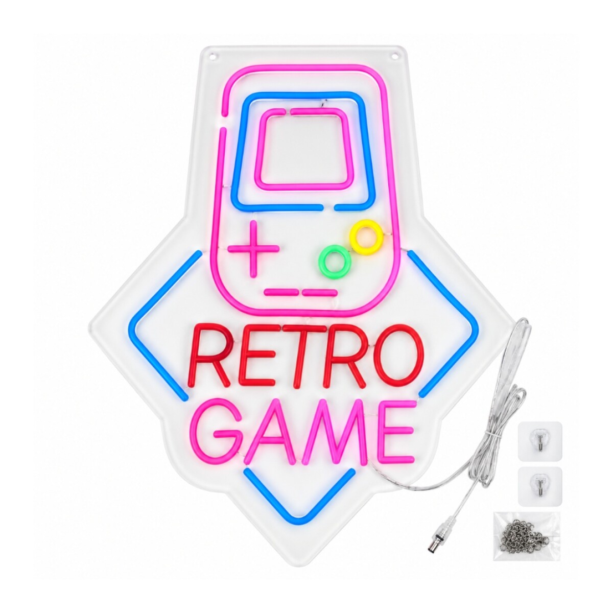 CARTEL DE NEON DISEÑO CONSOLA RETRO GAME 