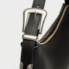 Cartera al hombro Bamboo en cuero graneado Negro