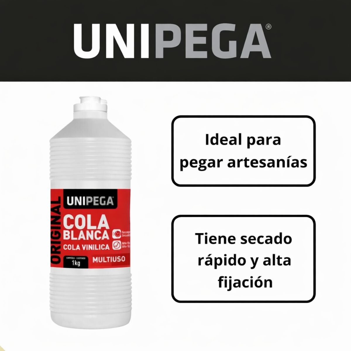 COLA VINILICA BLANCA UNIPEGA 1000GRS Cola Vinilica Blanca Unipega 1000grs
