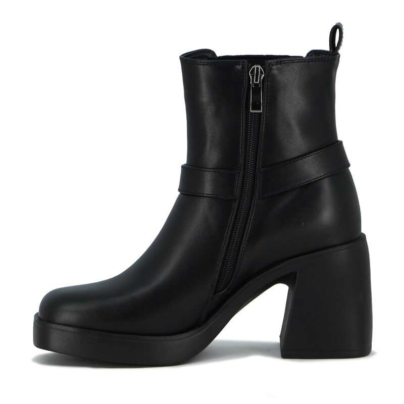 Darkness Bota Dama Caña Media Taco Cuadrado C/ Hebilla Y Elastico Negro