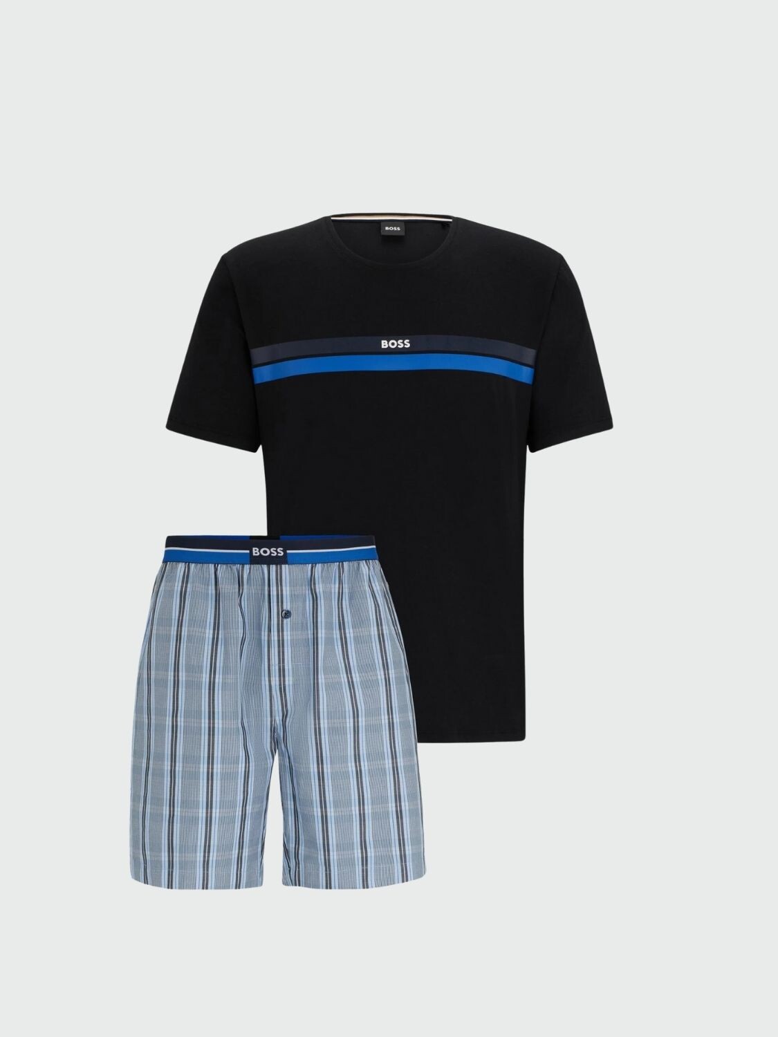Hugo Boss - Set de pijama con remera de manga corta y shorts, URBAN Celeste
